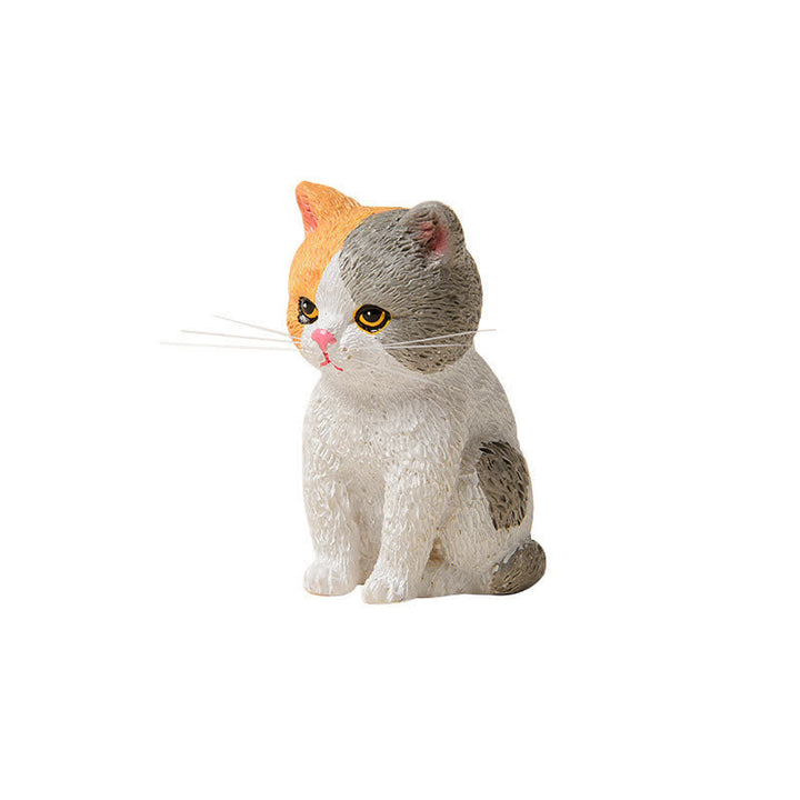 Buddha Stones Mini gatto in resina dipinta, famiglia di gattini dall'aria malinconica, decorazione carina con animali - image 10