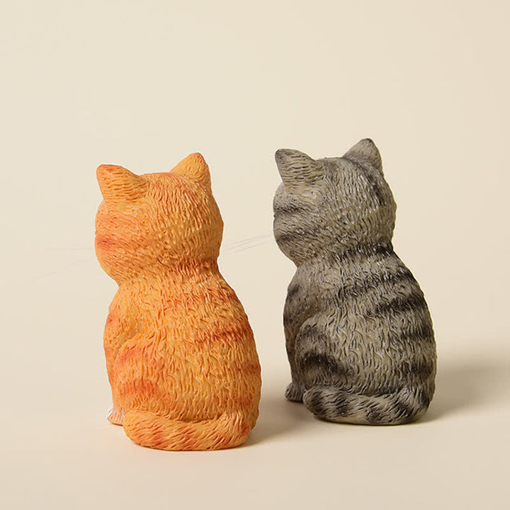 Buddha Stones Mini gatto in resina dipinta, famiglia di gattini dall'aria malinconica, decorazione carina con animali - image 5