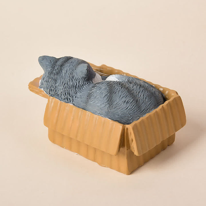 Buddha Stones Gatto addormentato dipinto in una scatola di carta, resina, decorazione a forma di animale carino - image 16