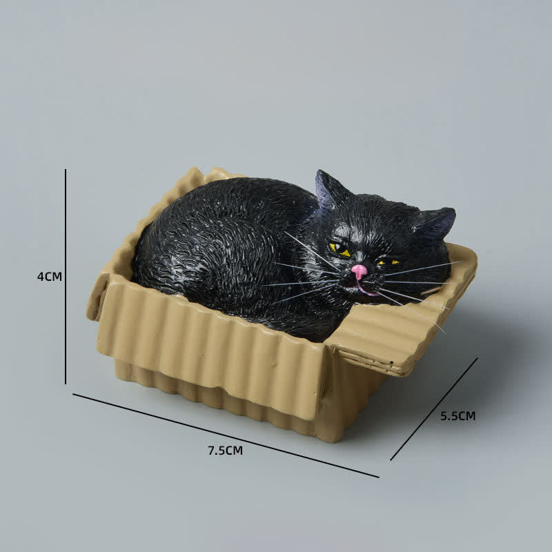 Buddha Stones Gatto addormentato dipinto in una scatola di carta, resina, decorazione a forma di animale carino - Gatto nero - image 18