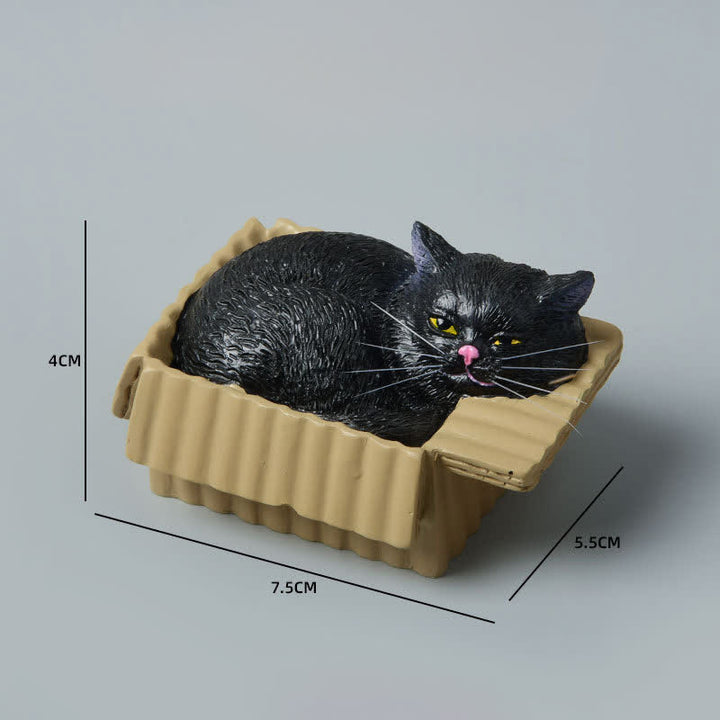 Buddha Stones Gatto addormentato dipinto in una scatola di carta, resina, decorazione a forma di animale carino - Gatto nero - image 18
