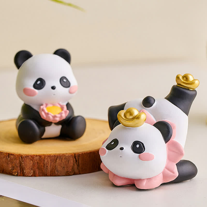 Buddha Stones Supporto per telefono in resina a forma di loto e panda, decorazione a forma di animale carino - image 2