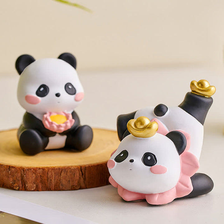 Buddha Stones Supporto per telefono in resina a forma di loto e panda, decorazione a forma di animale carino - image 2