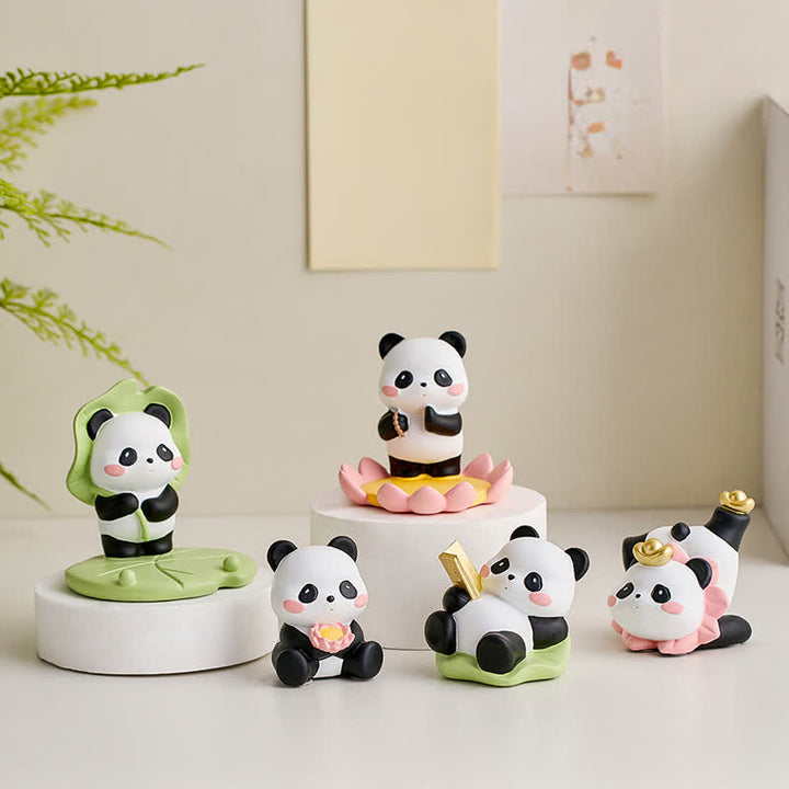Buddha Stones Supporto per telefono in resina a forma di loto e panda, decorazione a forma di animale carino - image 0