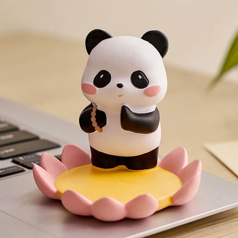 Buddha Stones Supporto per telefono in resina a forma di loto e panda, decorazione a forma di animale carino - image 15