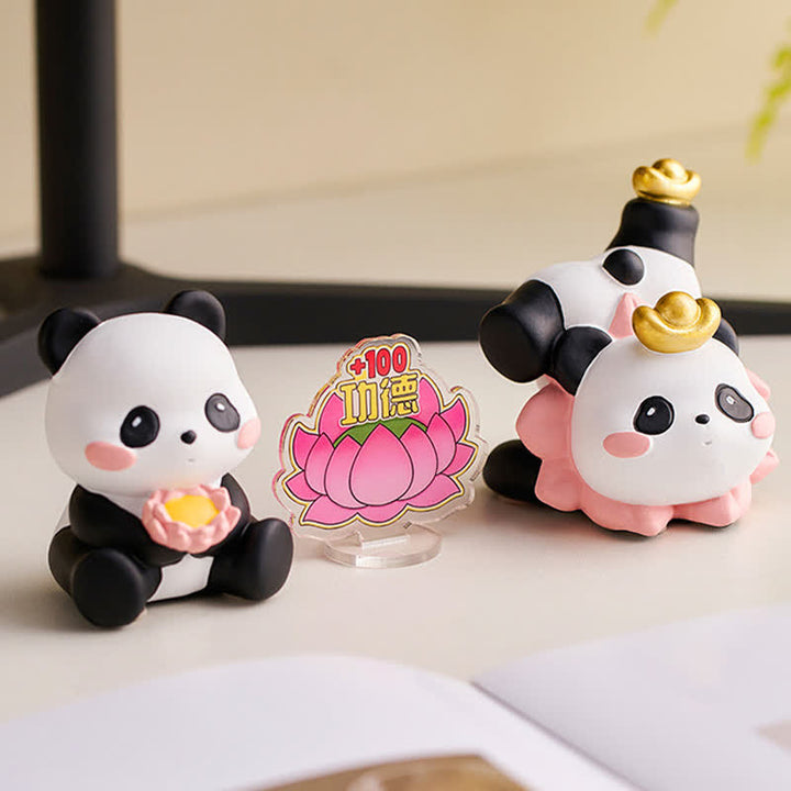 Buddha Stones Supporto per telefono in resina a forma di loto e panda, decorazione a forma di animale carino - image 3
