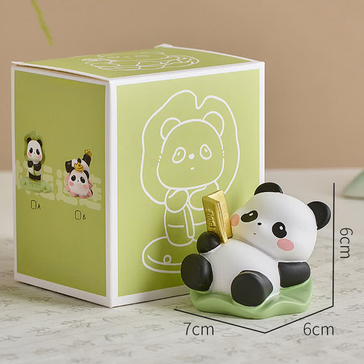 Buddha Stones Supporto per telefono in resina a forma di loto e panda, decorazione a forma di animale carino - Panda - Leggere un libro - Resina (Protezione ♥ Energia di Stabilità) - image 9