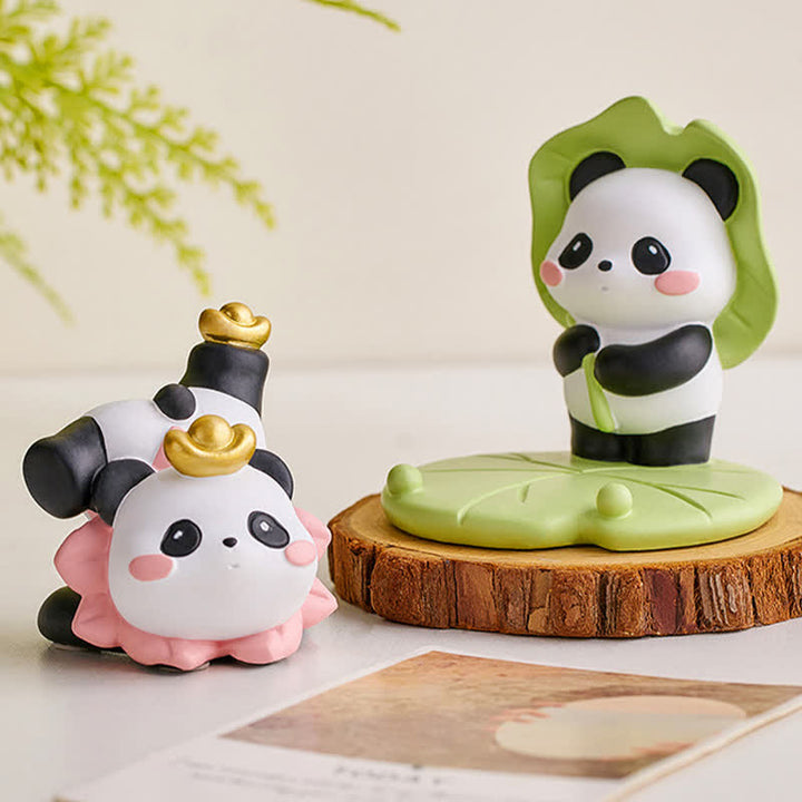 Buddha Stones Supporto per telefono in resina a forma di loto e panda, decorazione a forma di animale carino - image 4