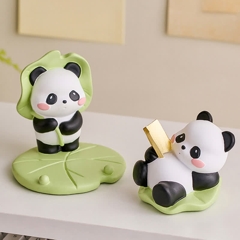 Buddha Stones Supporto per telefono in resina a forma di loto e panda, decorazione a forma di animale carino - image 7