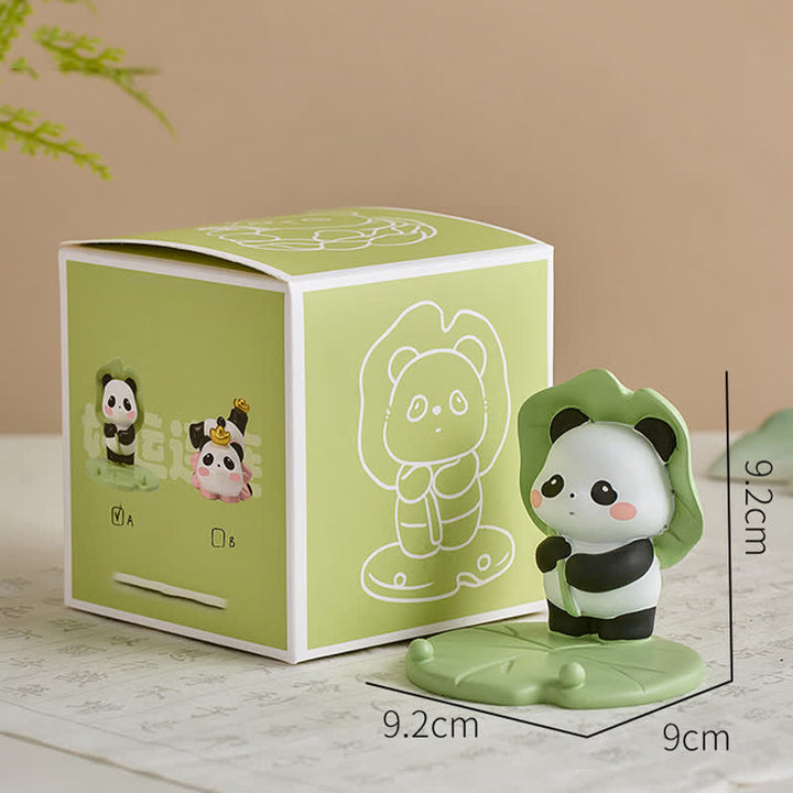 Buddha Stones Supporto per telefono in resina a forma di loto e panda, decorazione a forma di animale carino - Panda - Indossa un cappello a forma di foglia di loto - Resina (Protezione ♥ Energia di Stabilità) - image 19
