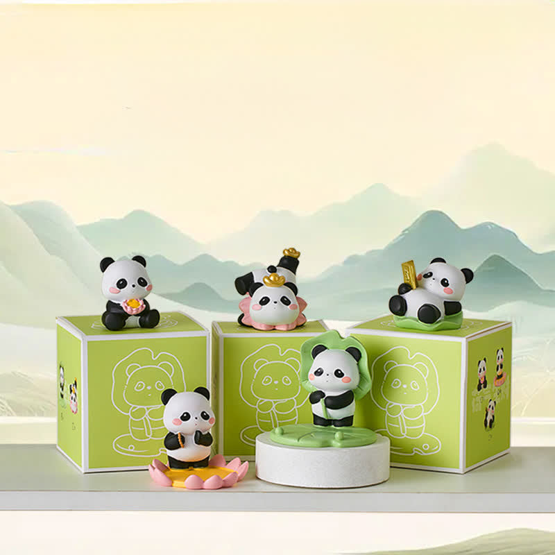 Buddha Stones Supporto per telefono in resina a forma di loto e panda, decorazione a forma di animale carino - image 1