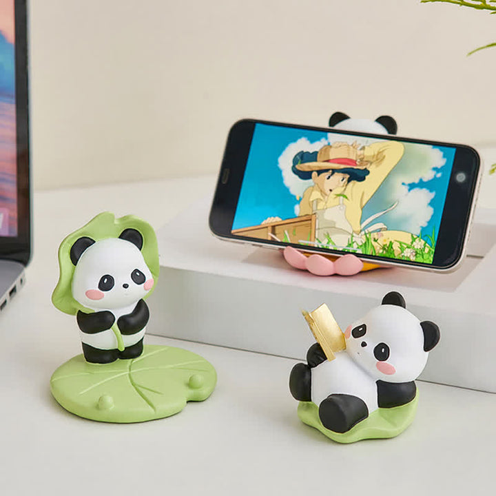 Buddha Stones Supporto per telefono in resina a forma di loto e panda, decorazione a forma di animale carino - image 6