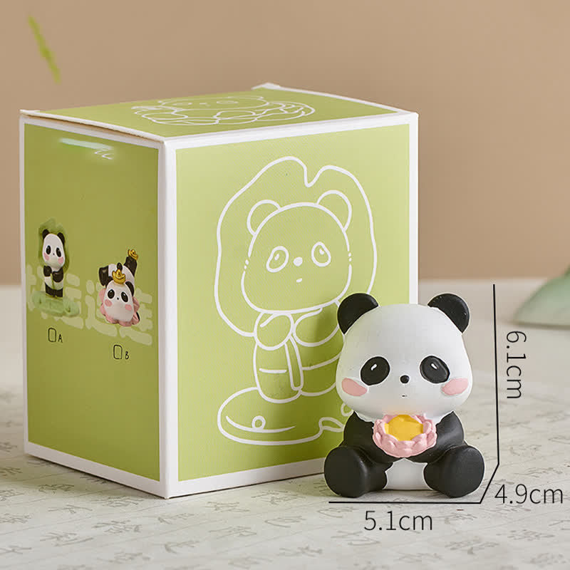 Buddha Stones Supporto per telefono in resina a forma di loto e panda, decorazione a forma di animale carino - Panda che tiene in mano un loto - Resina (Protezione ♥ Energia di Stabilità) - image 24