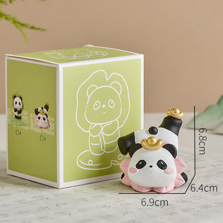 Buddha Stones Supporto per telefono in resina a forma di loto e panda, decorazione a forma di animale carino - Panda - Sdraiato - Resina (Protezione ♥ Energia di Stabilità) - image 17
