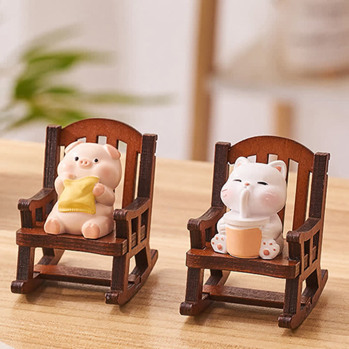 Buddha Stones Sedia a dondolo in resina a forma di animale Kawaii, comoda e decorativa per la scrivania. - image 11