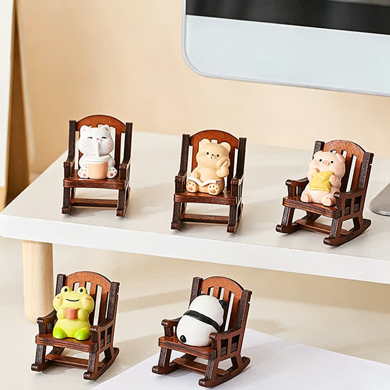 Buddha Stones Sedia a dondolo in resina a forma di animale Kawaii, comoda e decorativa per la scrivania. - image 13