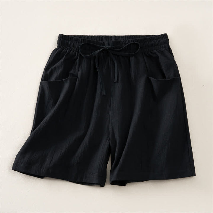 Buddha Stones Pantaloncini da donna estivi casual minimalisti con coulisse, tinta unita e tasca - Nero - US14, UK/AU18, EU46 (2XL) - image 7