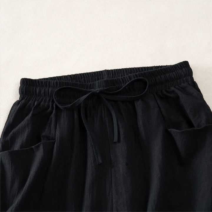 Buddha Stones Pantaloncini da donna estivi casual minimalisti con coulisse, tinta unita e tasca - image 9