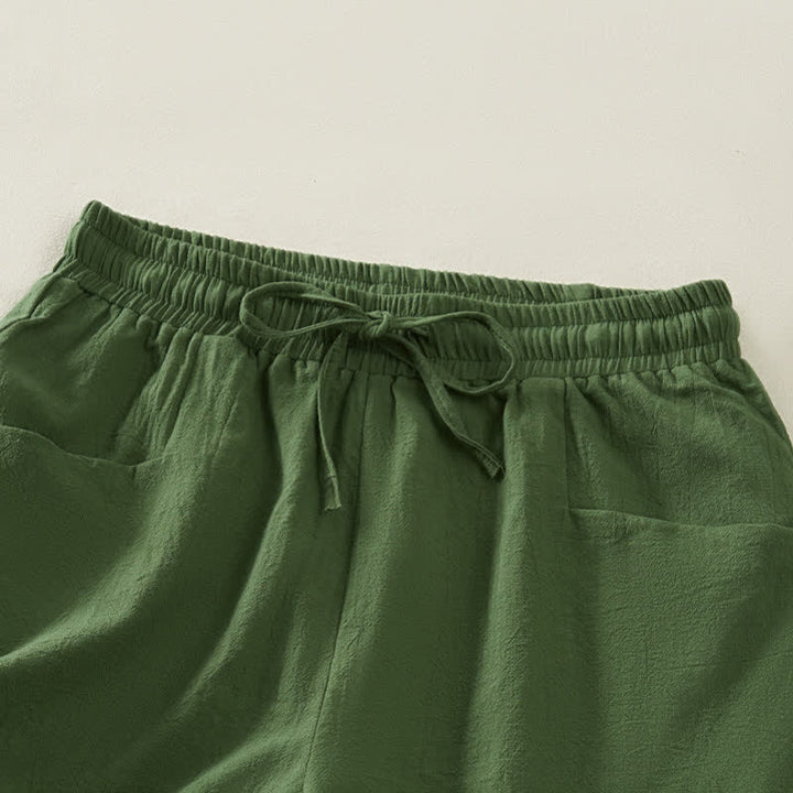Buddha Stones Pantaloncini da donna estivi casual minimalisti con coulisse, tinta unita e tasca - image 15