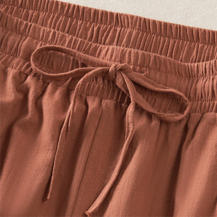 Buddha Stones Pantaloncini da donna estivi casual minimalisti con coulisse, tinta unita e tasca - image 22