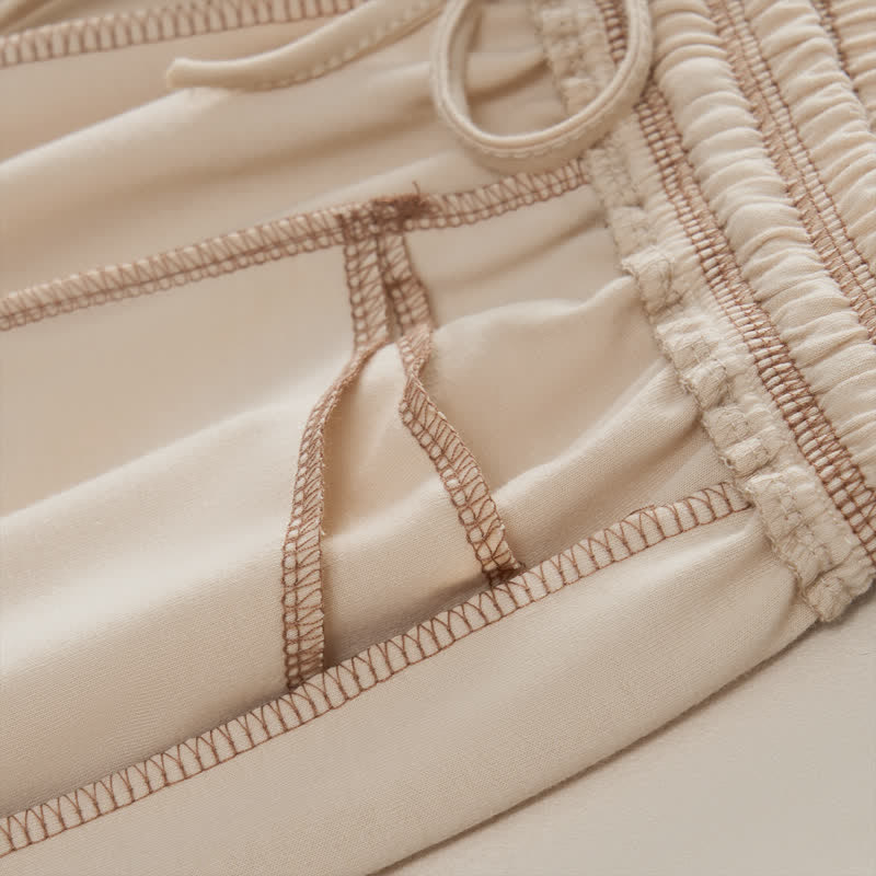 Pantaloni da donna a gamba dritta con tasche, stile casual estivo, minimalisti, con coulisse e tasche applicate, colore tinta unita, con Buddha Stones. - image 5