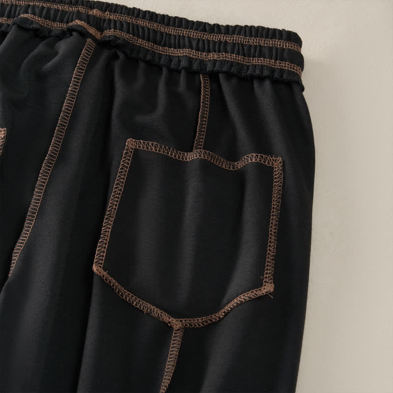 Pantaloni da donna a gamba dritta con tasche, stile casual estivo, minimalisti, con coulisse e tasche applicate, colore tinta unita, con Buddha Stones. - image 13
