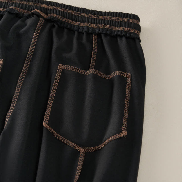 Pantaloni da donna a gamba dritta con tasche, stile casual estivo, minimalisti, con coulisse e tasche applicate, colore tinta unita, con Buddha Stones. - image 13