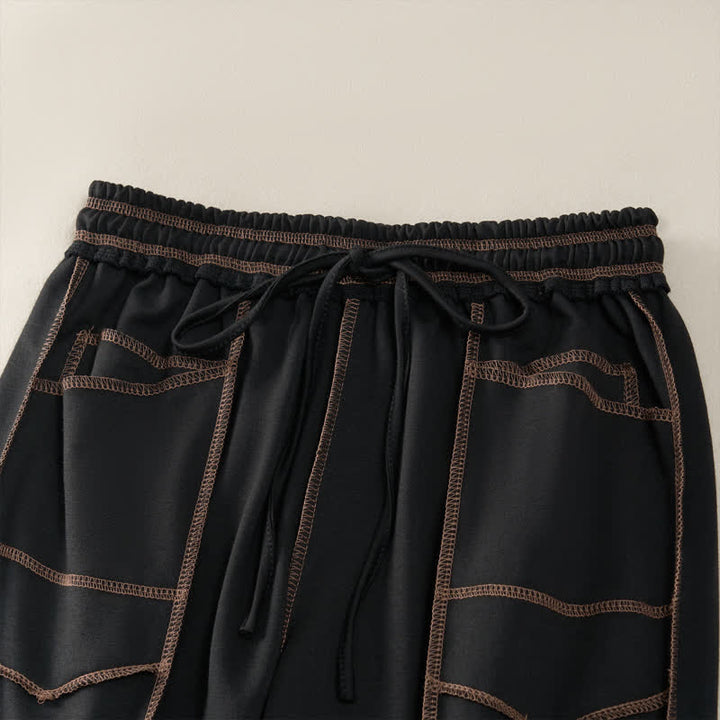 Pantaloni da donna a gamba dritta con tasche, stile casual estivo, minimalisti, con coulisse e tasche applicate, colore tinta unita, con Buddha Stones. - image 11
