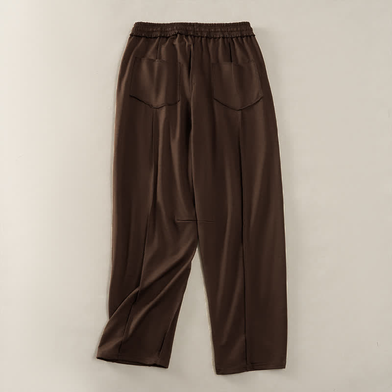 Pantaloni da donna a gamba dritta con tasche, stile casual estivo, minimalisti, con coulisse e tasche applicate, colore tinta unita, con Buddha Stones. - image 19