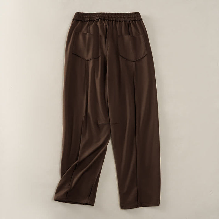 Pantaloni da donna a gamba dritta con tasche, stile casual estivo, minimalisti, con coulisse e tasche applicate, colore tinta unita, con Buddha Stones. - image 19