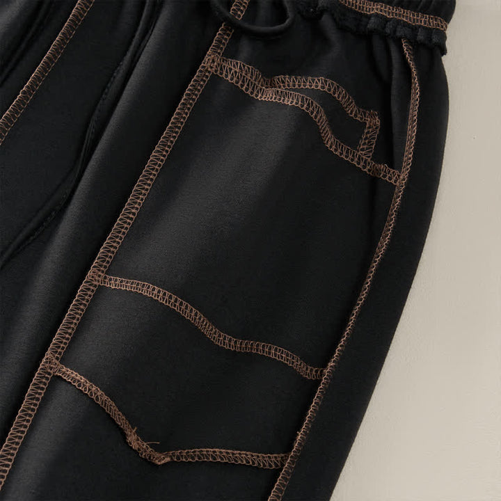 Pantaloni da donna a gamba dritta con tasche, stile casual estivo, minimalisti, con coulisse e tasche applicate, colore tinta unita, con Buddha Stones. - image 14