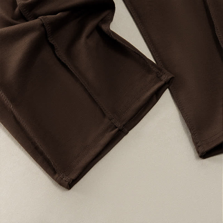 Pantaloni da donna a gamba dritta con tasche, stile casual estivo, minimalisti, con coulisse e tasche applicate, colore tinta unita, con Buddha Stones. - image 25