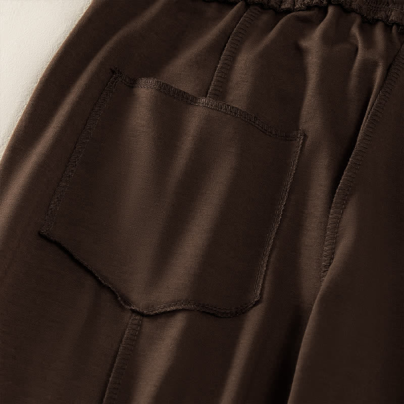Pantaloni da donna a gamba dritta con tasche, stile casual estivo, minimalisti, con coulisse e tasche applicate, colore tinta unita, con Buddha Stones. - image 23