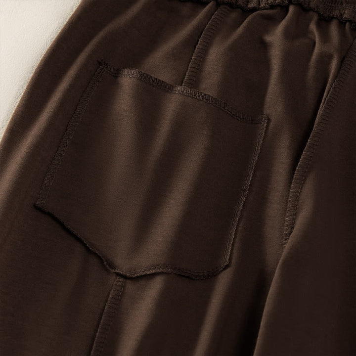 Pantaloni da donna a gamba dritta con tasche, stile casual estivo, minimalisti, con coulisse e tasche applicate, colore tinta unita, con Buddha Stones. - image 23