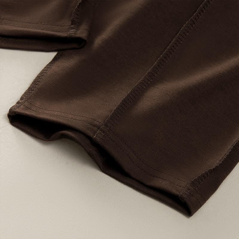 Pantaloni da donna a gamba dritta con tasche, stile casual estivo, minimalisti, con coulisse e tasche applicate, colore tinta unita, con Buddha Stones. - image 26