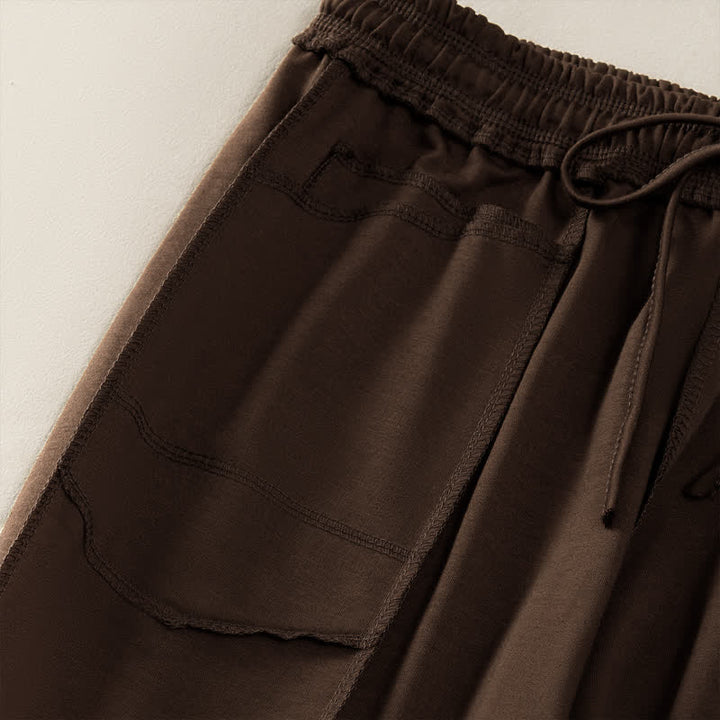 Pantaloni da donna a gamba dritta con tasche, stile casual estivo, minimalisti, con coulisse e tasche applicate, colore tinta unita, con Buddha Stones. - image 22
