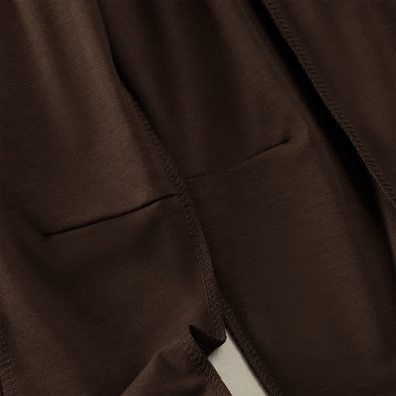 Pantaloni da donna a gamba dritta con tasche, stile casual estivo, minimalisti, con coulisse e tasche applicate, colore tinta unita, con Buddha Stones. - image 24