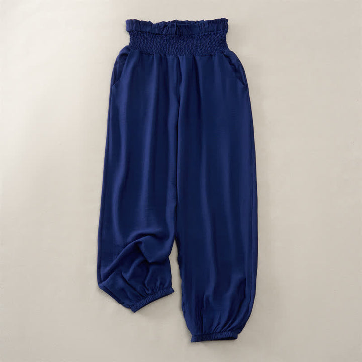 Buddha Stones Pantaloni corti da donna estivi casual e minimalisti a tinta unita con tasca - Marina - 2XL - image 0