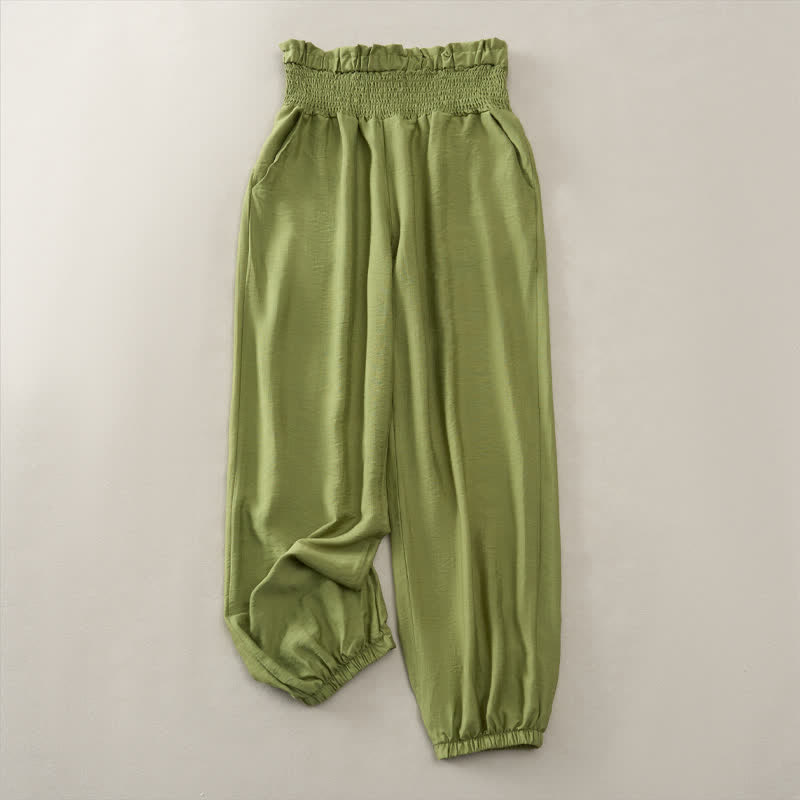 Buddha Stones Pantaloni corti da donna estivi casual e minimalisti a tinta unita con tasca - Verde oliva - 2XL - image 14