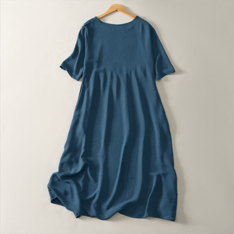 Abito estivo casual minimalista da donna a maniche corte con tasca, con motivo Buddha Stones. - image 1