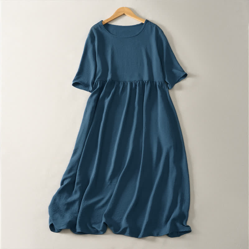Abito estivo casual minimalista da donna a maniche corte con tasca, con motivo Buddha Stones. - SteelBlue - US8-10, UK/AU12-14, EU40-42 (2XL) - image 0