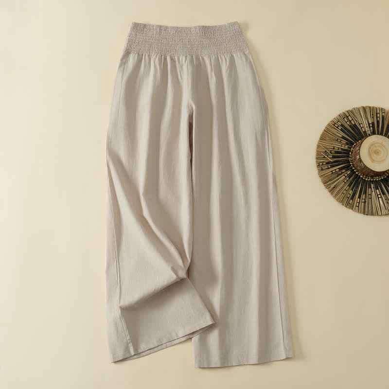 Buddha Stones Pantaloni lunghi da donna a gamba larga, minimalisti, tinta unita, per primavera/estate, casual ed eleganti, con tasca. - image 1