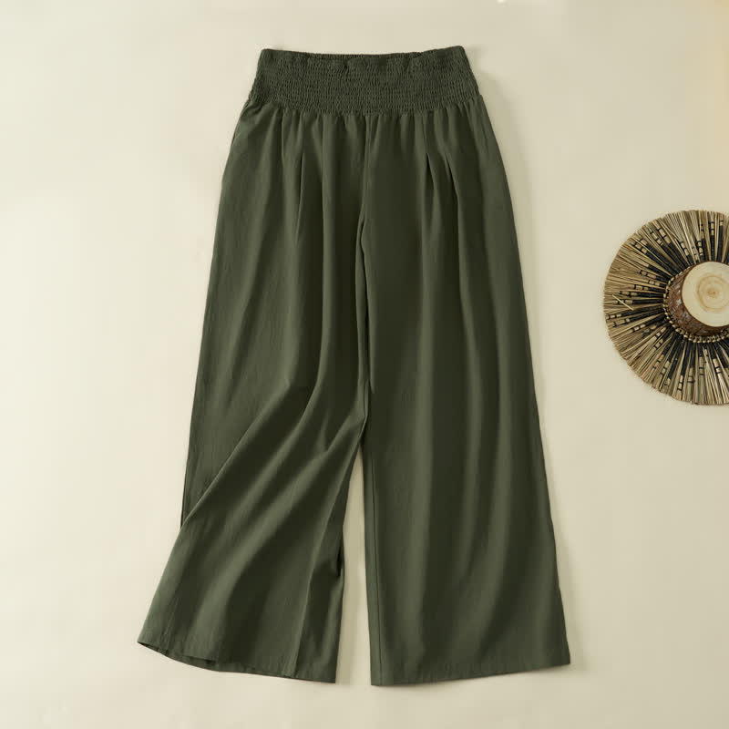 Buddha Stones Pantaloni lunghi da donna a gamba larga, minimalisti, tinta unita, per primavera/estate, casual ed eleganti, con tasca. - image 8