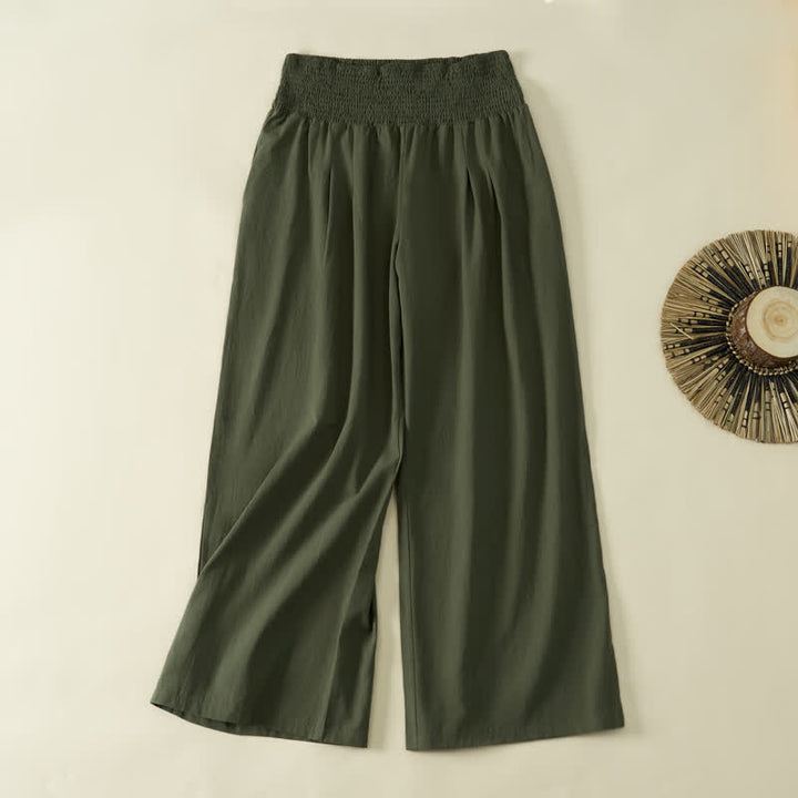 Buddha Stones Pantaloni lunghi da donna a gamba larga, minimalisti, tinta unita, per primavera/estate, casual ed eleganti, con tasca. - image 8