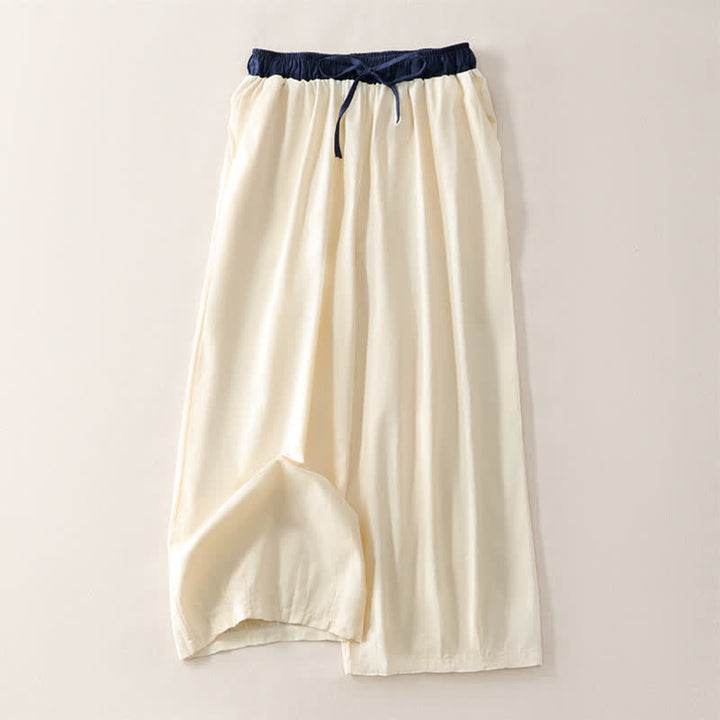 Buddha Stones Pantaloni estivi casual con coulisse, tinta unita, a gamba dritta e tasca, da donna. - Biancheria - US8-10, UK/AU12-14, EU40-42 (2XL) - image 0