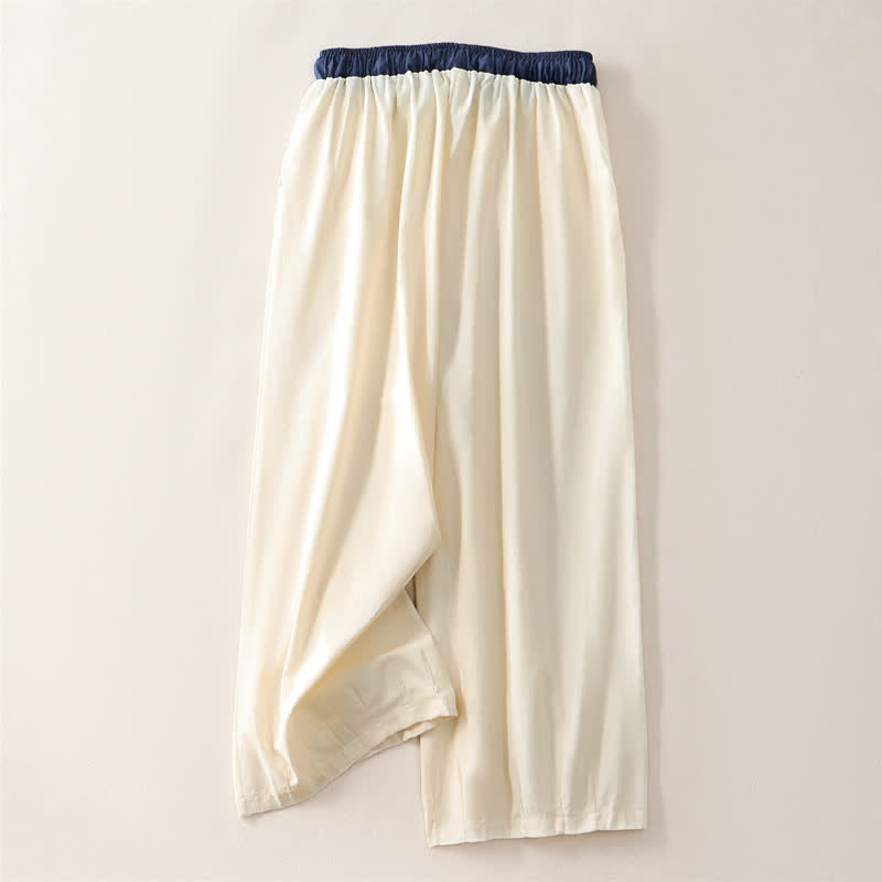 Buddha Stones Pantaloni estivi casual con coulisse, tinta unita, a gamba dritta e tasca, da donna. - image 1