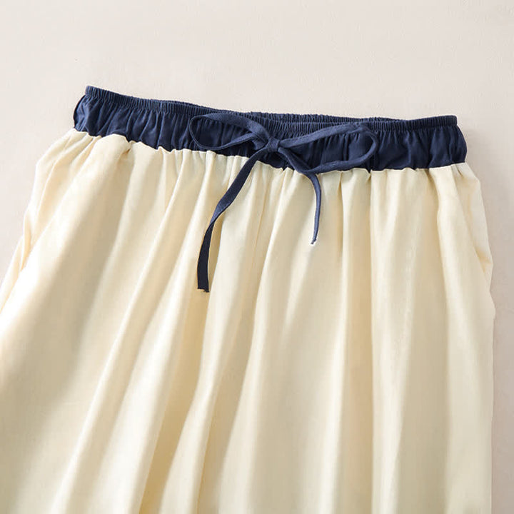 Buddha Stones Pantaloni estivi casual con coulisse, tinta unita, a gamba dritta e tasca, da donna. - image 2