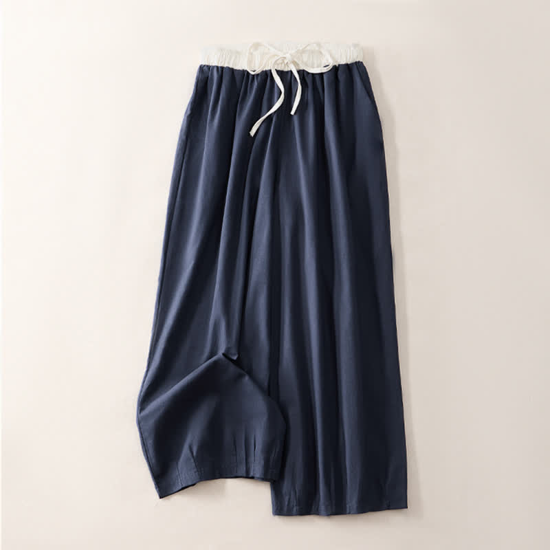 Buddha Stones Pantaloni estivi casual con coulisse, tinta unita, a gamba dritta e tasca, da donna. - Blu mezzanotte - US8-10, UK/AU12-14, EU40-42 (2XL) - image 7