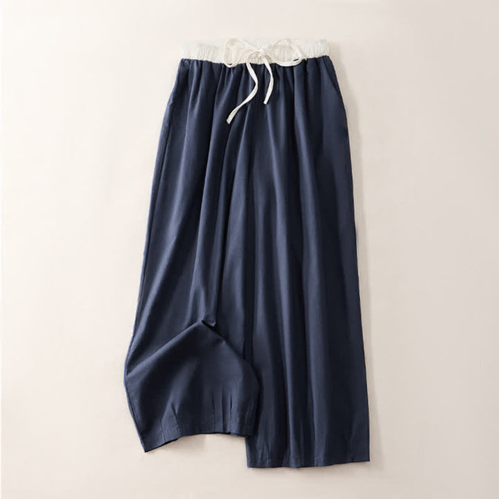 Buddha Stones Pantaloni estivi casual con coulisse, tinta unita, a gamba dritta e tasca, da donna. - Blu mezzanotte - US8-10, UK/AU12-14, EU40-42 (2XL) - image 7