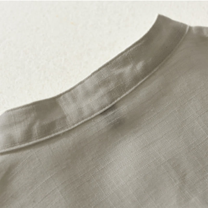 Buddha Stones Camicia da uomo estiva casual a maniche corte con colletto alla coreana, bottoni e taschino, stile Tang. - image 10